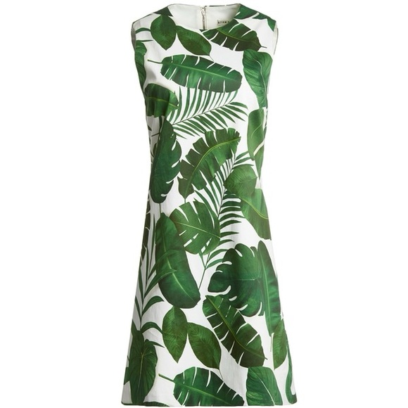 Alice + Olivia Coley Sleeveless Palm-Leaf Print A-Line Dress - Picture 5 of 8